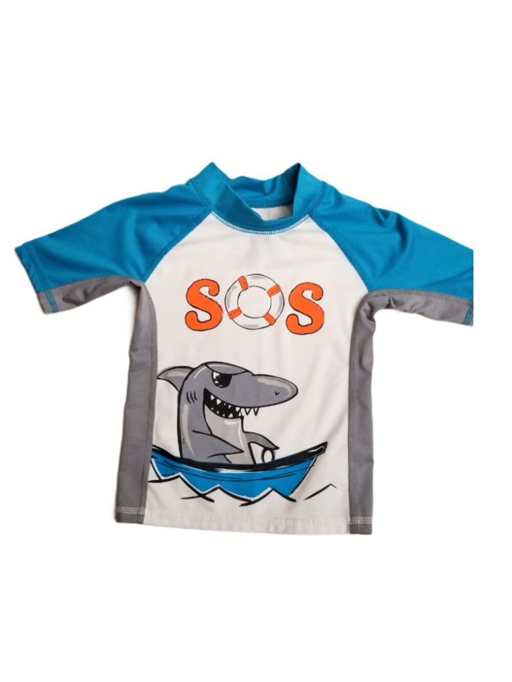 Toddler Shark Rash Guard 3T Blue Swim Shirt UPF Boys Pool Beach